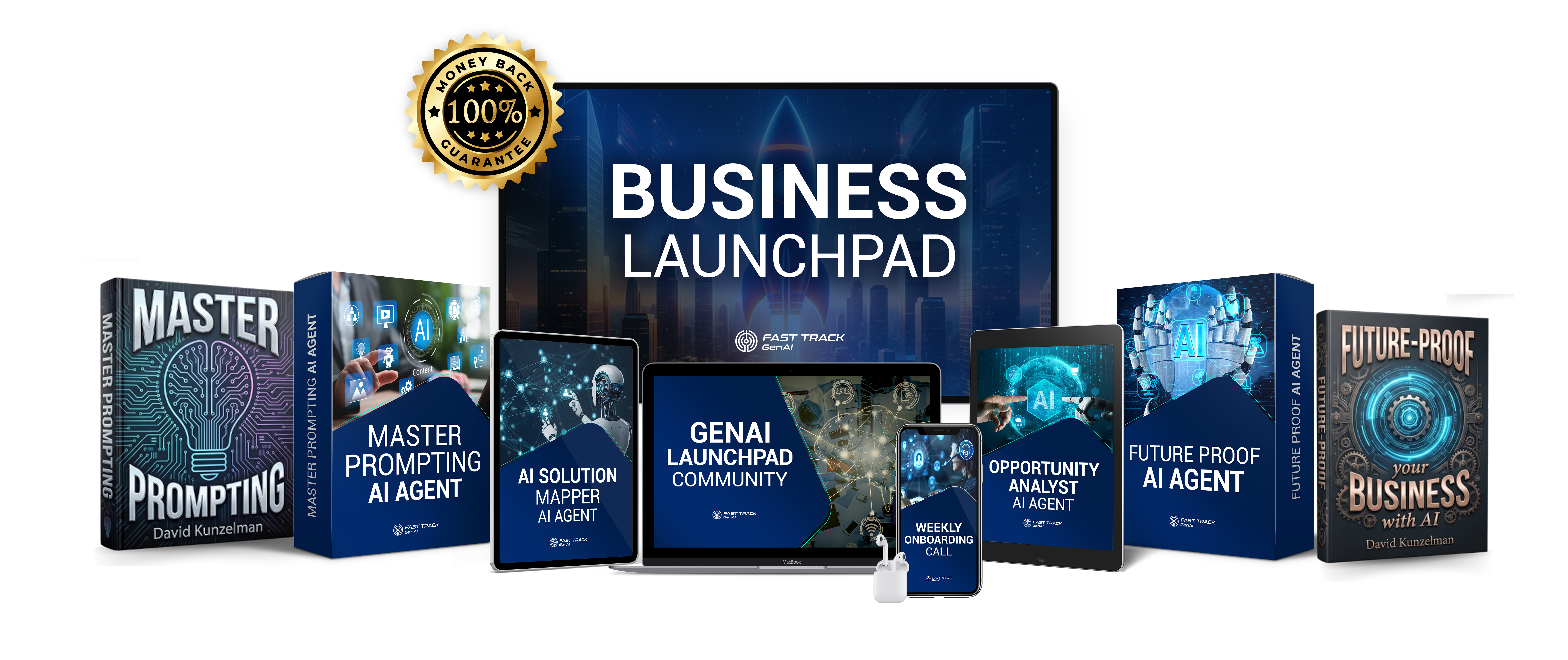 Business Launchpad complete bundle - Master Prompting, AI Agents, Community Support, and Future-Proof training with 100% Money Back Guarantee